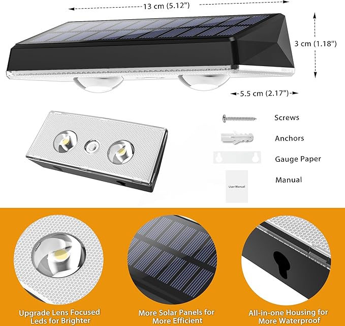 Solar Fence Lights Outdoor, 20-Pack 120LM Fence Lights Solar Powered, IP67 Waterproof Dusk to Dawn Auto On/Off 12+ Hours for Outside/Backyard/Wall/Step/Patio/Deck/Pool (3000K/4000K/6000K White)