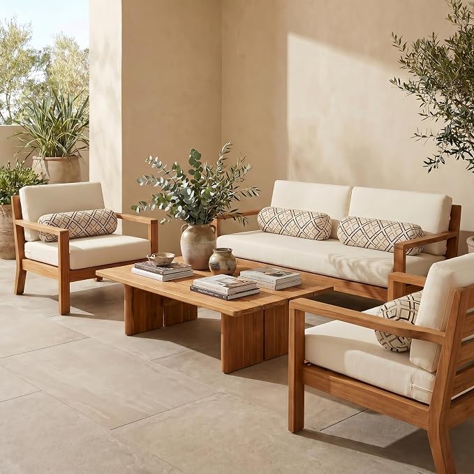 RSH DECOR: Sunbrella Neck Roll Pillows Set of 4 | 24” x 8” | Outdoor Bolster for Patio, Deck, Porch, or Poolside Chairs | Fade & Water-Resistant | Made in USA (Dwell Mahogany)