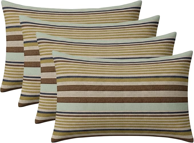 RSH DECOR: Jumbo Lumbar Throw Pillows Set of 4 | 26" x 16" | Indoor Outdoor | Water & Fade-Resistant | Includes Down-Alternative Inserts | Made in USA (Extend Seaglass)