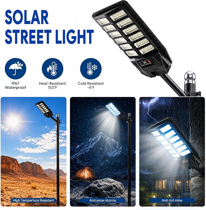 NIUBA Solar Lights Outdoor, IP67 Waterproof Street Lights Outdoor, Dusk to Dawn Solar Security Flood Lights Motion Sensor with Remote Parking Lot Light,Commercial Area Lighting for Outside (4-Pack)