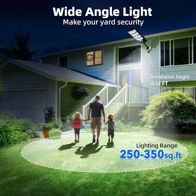 FOWSEEK Solar Lights Outdoor Waterproof, 2 Pack Solar Street Lights 12000 Lumen with Motion Sensor, Flood Security Light with Remote Control Dusk to Dawn Commercial Lighting for Yard Path 192LED