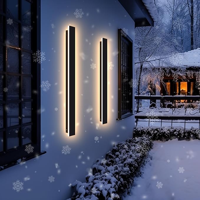 Outdoor Wall Light LED Long Wall Sconce 45.28in Ip65 Waterproof Black Modern Outdoor Lights 3000k 37W Metal Exterior Light Fixture for Porch Light Patio Door Yard Garden Villa Living Room
