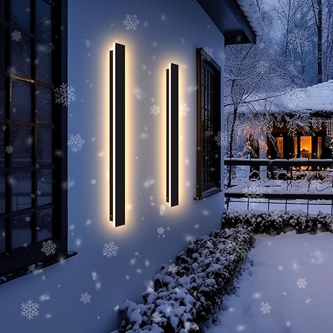 Outdoor Wall Light LED Long Wall Sconce 49.22in Ip65 Waterproof Black Modern Outdoor Lights 3000k 40W Metal Exterior Light Fixture for Porch Light Patio Door Yard Garden Villa Living Room