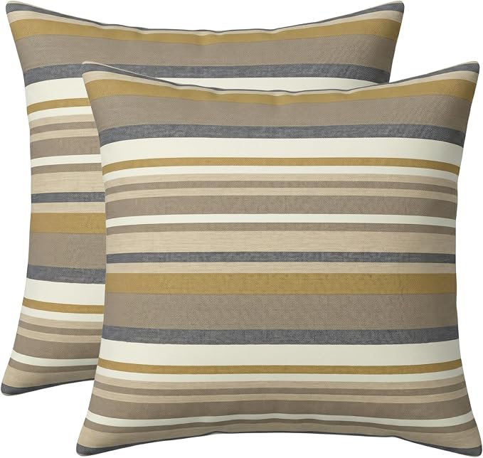 RSH DECOR: Sunbrella Square Throw Pillows Set of 2 | 22" x 22" | Water and Fade-Resistant Performance Fabric | Outdoor Pillow Covers with Down-Alternative Inserts | Made in USA (Edition Gleam)