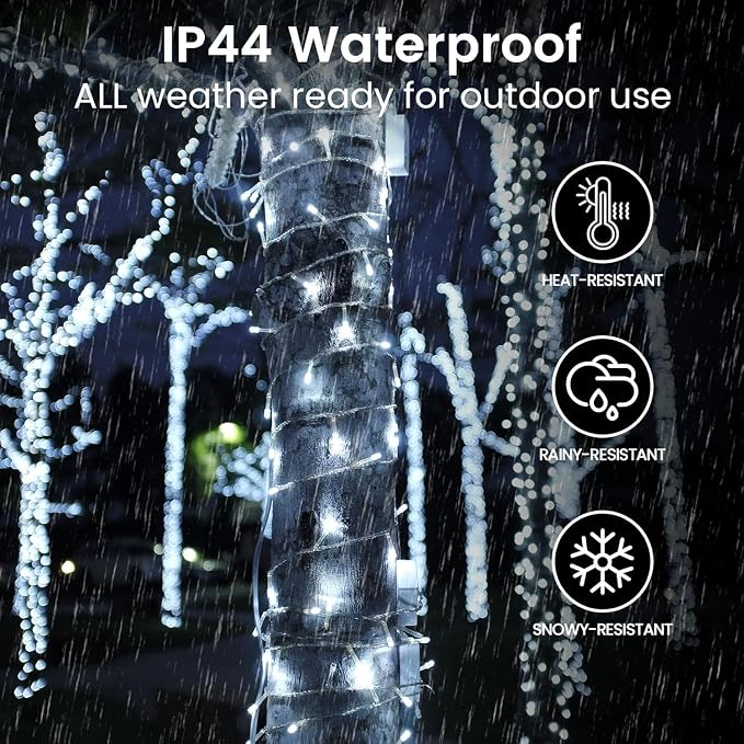 4 Pack 200 LED Battery Operated String Lights, Twinkle Lights Cool White | 66FT 8 Modes Christmas Fairy Lights Indoor Outdoor, Waterproof Battery Lights for Bedroom Party Porch Tree Holiday Decor
