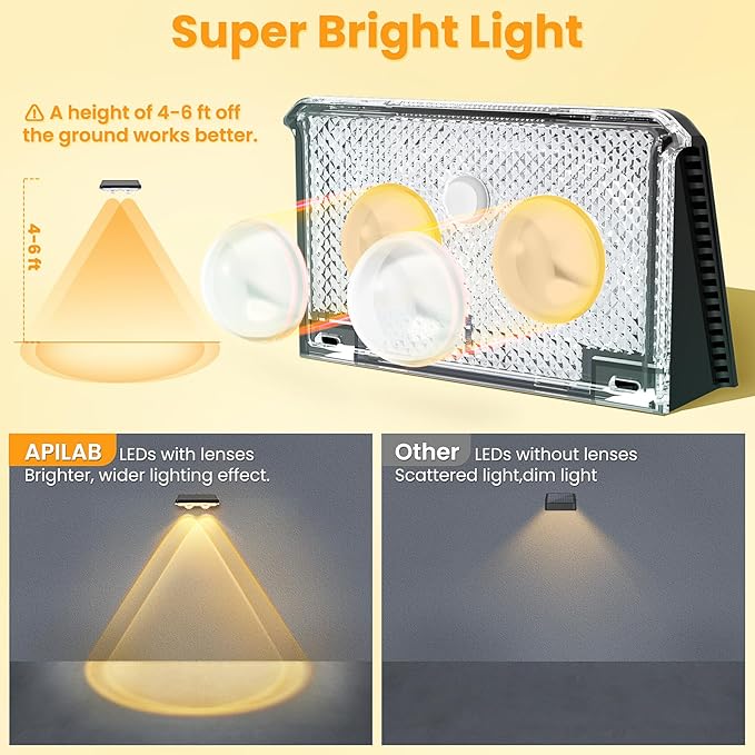 Solar Fence Lights Outdoor, 8 Pack, 3 Color Modes, IP65 Waterproof | Warm/Neutral/Cool White Fence Lights Solar Powered for Outside, Deck Lighting for Wall, Step, Patio, Pathway, Stairs