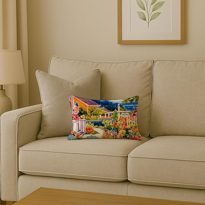 Caroline's Treasures 6032PW1216 Seaside Beach Cottage Canvas Fabric Decorative Pillow Machine Washable, Indoor Outdoor Decorative Pillow for Couch, Bed or Patio, 12HX16W