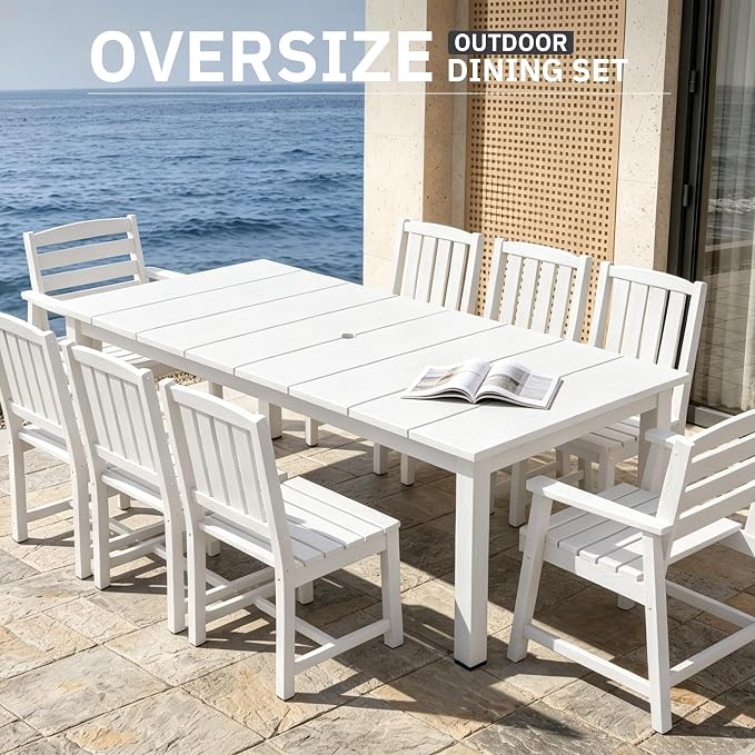 AreShark Patio Dining Chair Set of 2,All Weather HDPE Outdoor Dining Armchairs with Wide Seat and Backrest,Weatherproof Patio Chairs for Garden,Backyard,Deck,White
