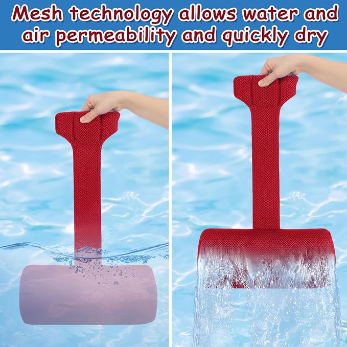 Kigley 2 Pcs Chaise Lounge Headrest Pillow for Patio Outdoor Pool Headrest Pillow Quick Drying Lounger Supplies for Adult with Non Slip Weighted Tail(Burgundy)