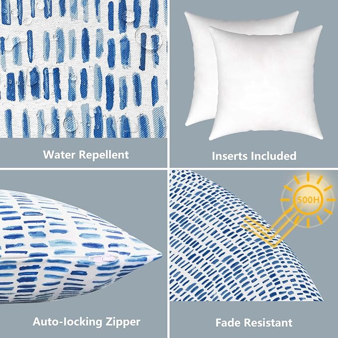 LVTXIII Outdoor/Indoor Throw Pillows, Decorative Throw Pillows with Inserts, 18"x18" Square Pillows for Bed, Couch, Sofa and Patio Furniture (Set of 2, Pebble Blue)
