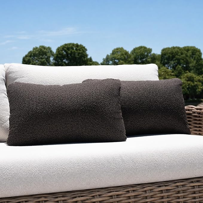 Outdoor Lumbar Pillow Set of 2 with Inserts, Outdoor Throw Pillow Water Resistant for Patio Furniture, 12x20 Inch Outdoor Pillows with Removable Zipper Cover