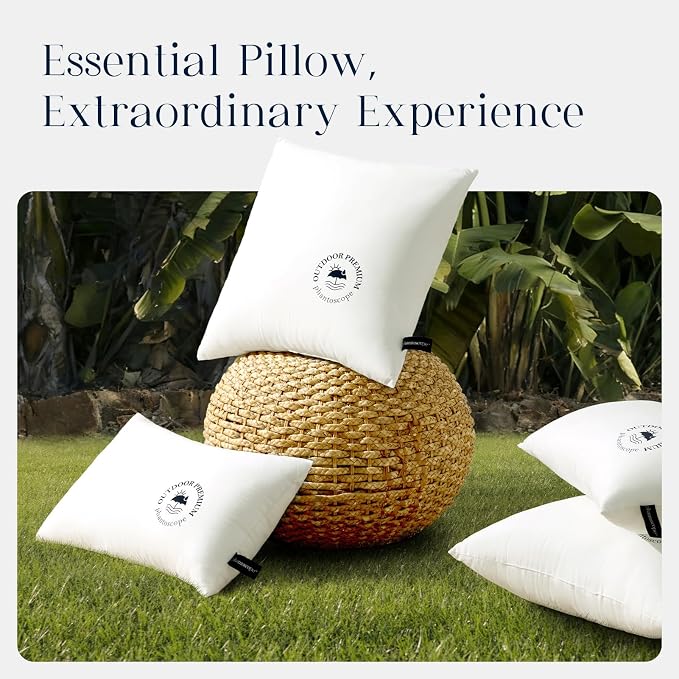 Phantoscope 18x18 Outdoor Pillow Inserts 2 Pack Outdoor Pillows Waterproof | Water Resistant Outdoor Pillows for Patio Porch Furniture Indoor Decorative Throw Pillows Fillers Couch Sham Cushion Stuffer