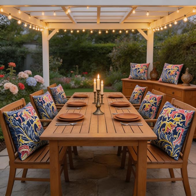 JMGBird Outdoor Lumbar Pillows Outdoor Accent Pillows for Outdoor Furniture | Water-Resistant Outdoor Pillows, 18x18 inch Pomegranate Pattern Throw Pillows with Inserts for Patio Furniture