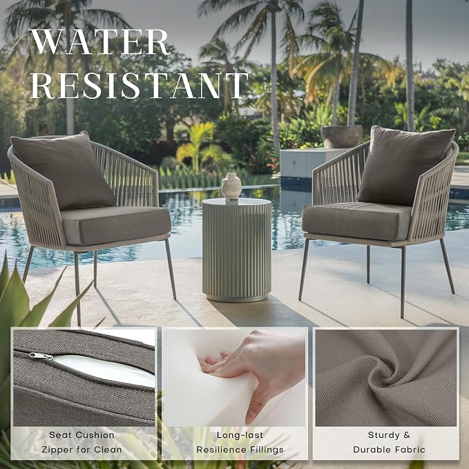 Luxury 24*24*6in Outdoor Patio Cushions, 1 Piece Grey Outdoor Cushion | 6in Outdoor Patio Cushions, Water-Resistant, Reversible, Removable Cover, for Patio Chairs Sofa Couch Loveseat