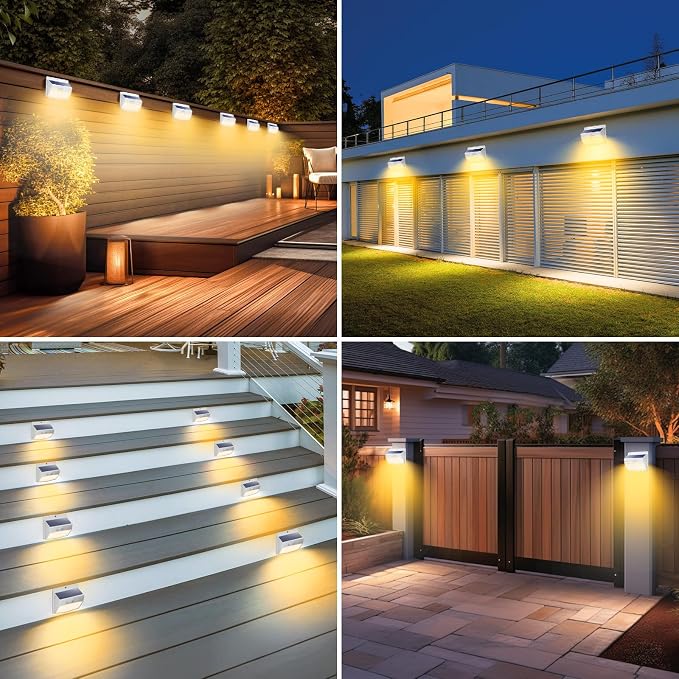 16 Packs Solar Outdoor Lights Motion Sensor Solar Security Lights Waterproof with 3 Lighting Modes Solar Powered Wall Lights Outside for Garden Fence Yard Deck, Warm White