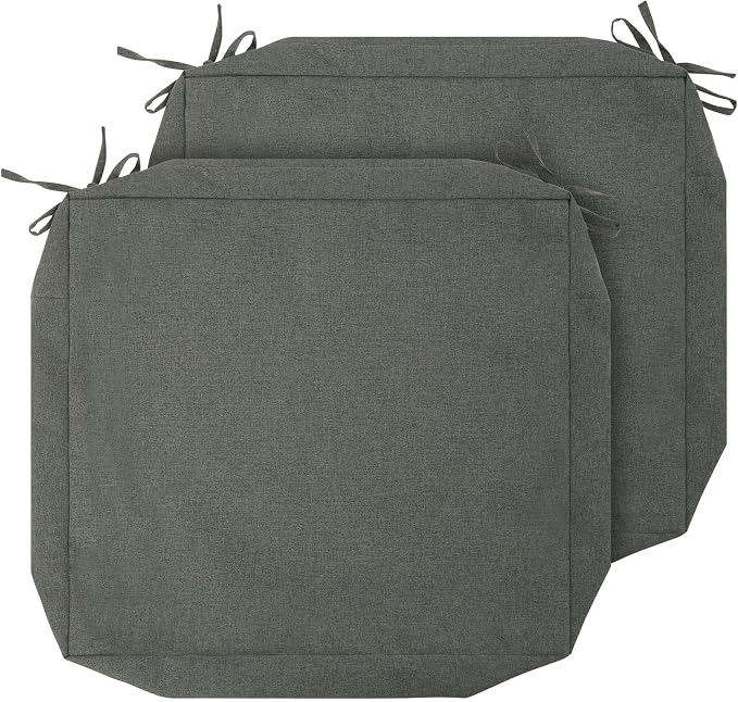Magpie Fabrics Indoor Outdoor Cushion Cover Replacement 2 Pack, NO Insert! Water Repellent Slipcover with Ties Decor for Patio Garden Chair Sofa Bench Wicker(Dark Grey, 24x22x4 Inch)