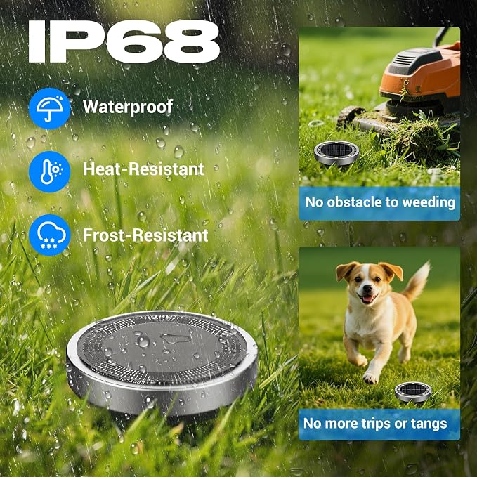 Mini Solar Ground Lights Outdoor, 8 Pack Flat Solar Powered Disc Lights, IP68 Waterproof, Anti-Rust, Landscape Lighting for Pathway Garden Yard Lawn Walkway Landscape Driveway, Red