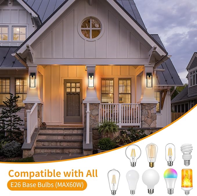 15'' Black Motion Sensor Outdoor Front Porch Lights for Outside, Large Exterior Lighting Fixtures Wall Mount for House, Wall Sconce Lamp, Waterproof Lantern Coach Lights for Garage, Entryway,Yard