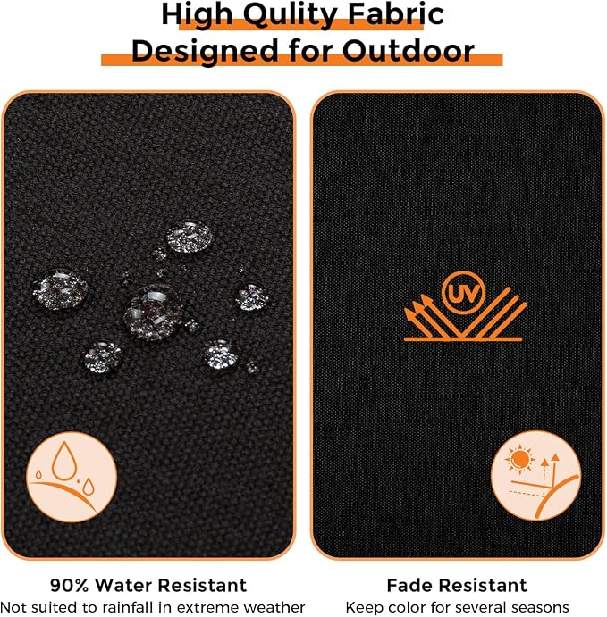 Magpie Fabrics Indoor Outdoor Cushion Cover Replacement 2 Pack, NO Insert! Water Repellent Slipcover with Ties Decor for Patio Garden Chair Sofa Bench Wicker(Black, 24x22x4 Inch)