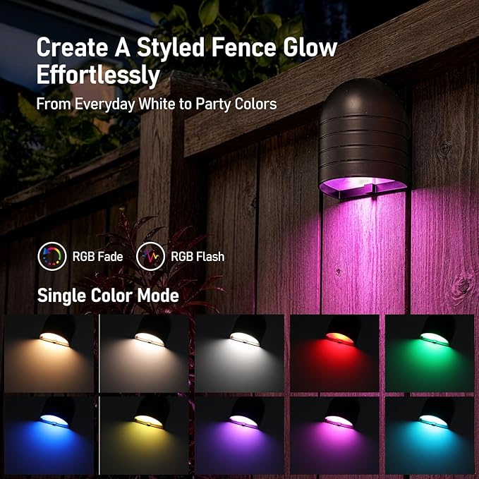 LEONLITE 12-Pack RGBCW Low Voltage LED Deck Lights, Color Changing | 5 Color Changing Modes, CRI90, 12-24V AC/DC, Anti Glare Step Railing Light, Fence Down Light, IP65, Oil Rubbed Bronze