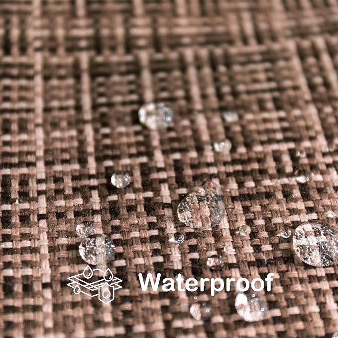 Kevin Textile Outdoor Waterproof 24x24 Inch Pillow Covers 2 Pack, Brown | Water Resistant, Faux Linen Yarn-dyed, Woven Texture Euro Throw Pillow Covers for Tent Patio Garden Couch Sofa