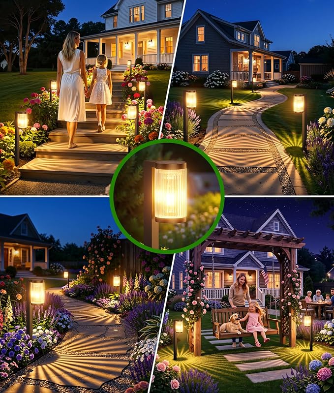 Solar Pathway Lights Outdoor, 6 Pack Upgraded Outdoor Solar Lights for Outside Super Bright Up to 15Hrs, IP65 Waterproof Solar Garden Lights for Yard Path Sidewalk Driveway Walkway Decor