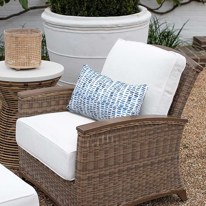 Outdoor Lumbar Pillows 12x20 inch, Rectangle Throw Pillows with Inserts, Decorative Lumbar Cushions for Patio Furniture Garden Couch Home Sofa Office Chair, Pack of 2, Pebble Blue