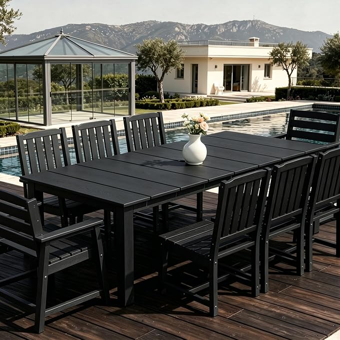 AreShark Patio Dining Chair Set of 2,All Weather HDPE Outdoor Dining Armchairs with Wide Seat and Backrest,Weatherproof Patio Chairs for Garden,Backyard,Deck,Black