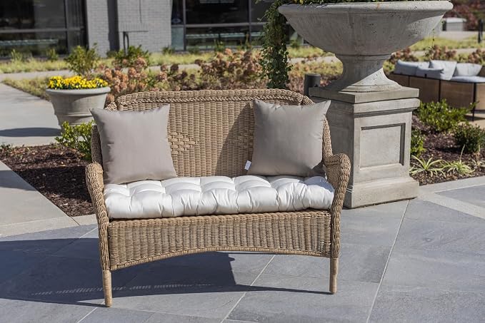 RSH DECOR: Sunbrella Square Throw Pillows Set of 4 | 17" x 17" | Water and Fade-Resistant Performance Fabric | Outdoor Pillow Covers with Down-Alternative Inserts | Canvas Heather Beige