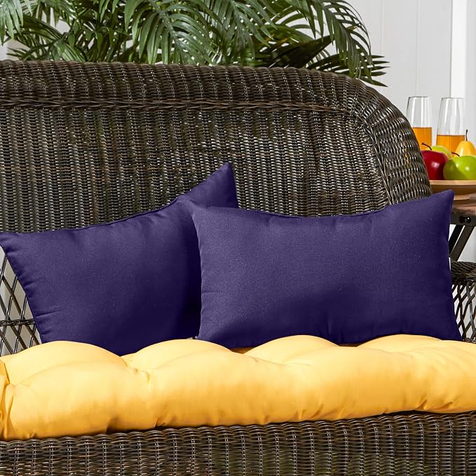 Greendale Home Fashions 2-Pack Outdoor 19x12 inch Rectangle Decorative Throw Pillow, Midnight