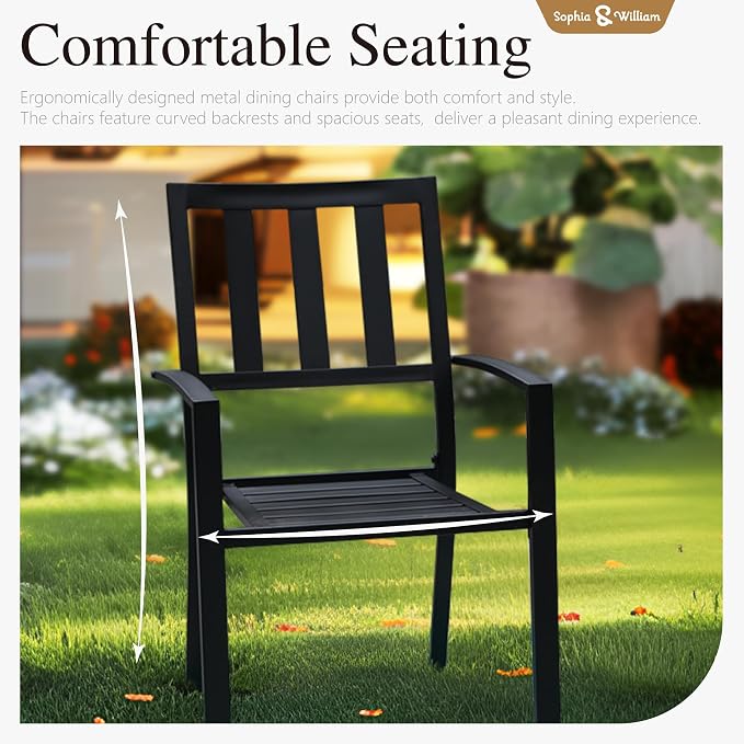 Sophia & William Patio Table and Chairs Set, Outdoor Dining Set for 8, 9 Piece Metal Patio Furniture, 99" Expandable Rectangular Table with Wood-Like Tabletop(Stripe)
