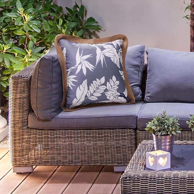Tommy Bahama 18" x 18" Indoor/Outdoor Pillows, Pack of 2, Navy | Water-Resistant, Fade-Resistant Cushions with Inserts, Reversible Covers For Patio, Poolside And Garden Seating