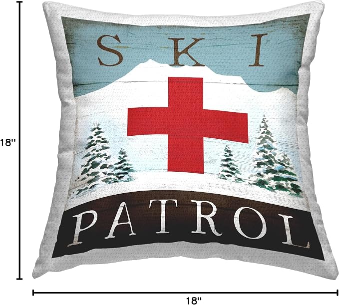 Stupell Industries | Ski Patrol Rustic Symbol, 18 x 18 | Outdoor Pillow, Made in USA - By Elizabeth Tyndall