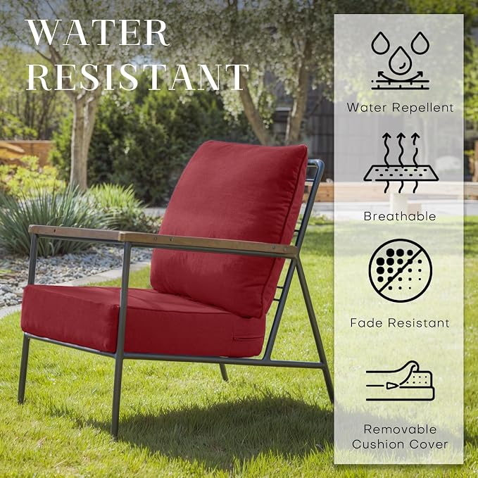 Luxury 24*24*6in Outdoor Patio Cushions, 4 Pieces Red Outdoor Cushion | 6in Outdoor Patio Cushions, Water-Resistant, Reversible, Removable Cover, for Patio Chairs Sofa Couch Loveseat