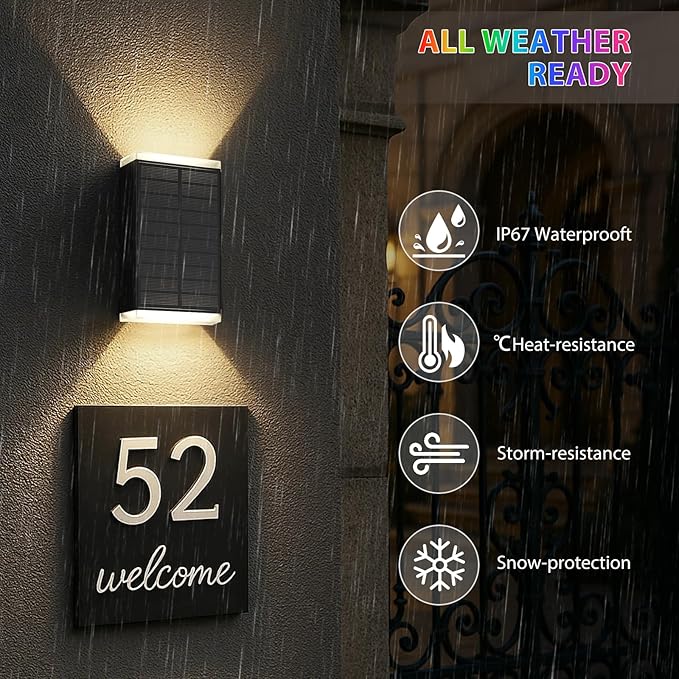 Solar Lights Outdoor,8 Lighting Modes Dusk to Dawn Lighting Wall Sconce IP67 Waterproof Up and Down Solar Wall Light Front Door Light for House, Garage, Porch, Doorway,Fence (8 Pack)