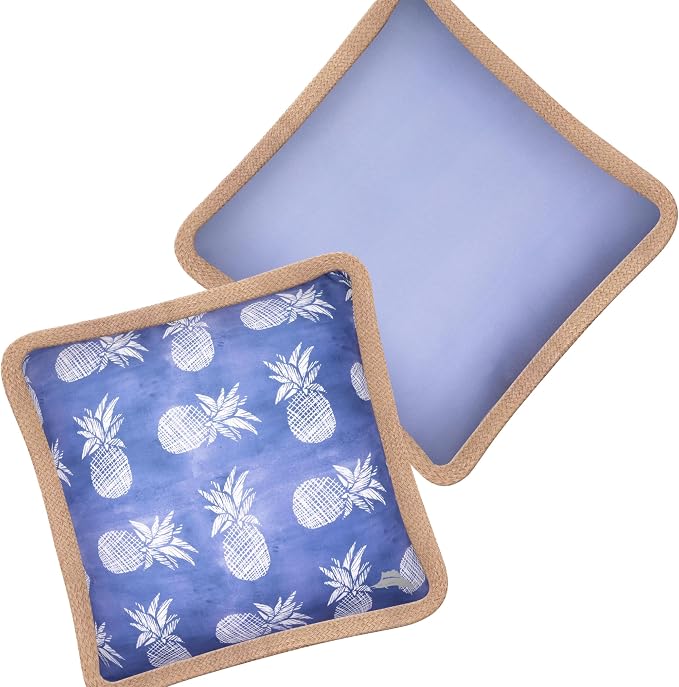 Tommy Bahama 18" x 18" Indoor/Outdoor Pillows, Pack of 2, Pineapple Blue | Water-Resistant, Fade-Resistant Cushions with Inserts, Reversible Covers For Patio, Poolside And Garden Seating