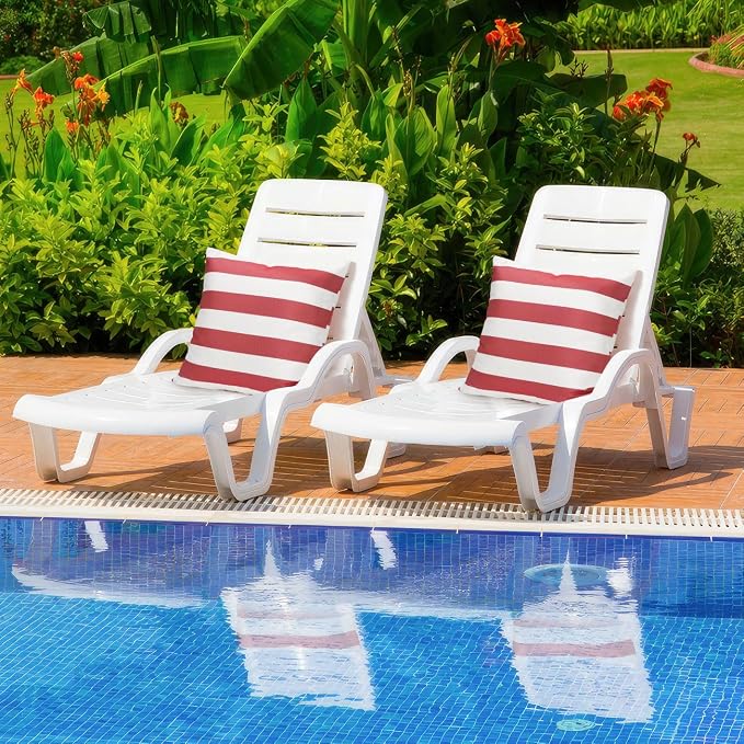 Lewondr 2 Pack Outdoor Throw Pillow Covers, 18"x18", Red + White | Square Stripe, Waterproof, For Outdoor Patio Porch Farmhouse Garden Balcony Couch, 45x45cm
