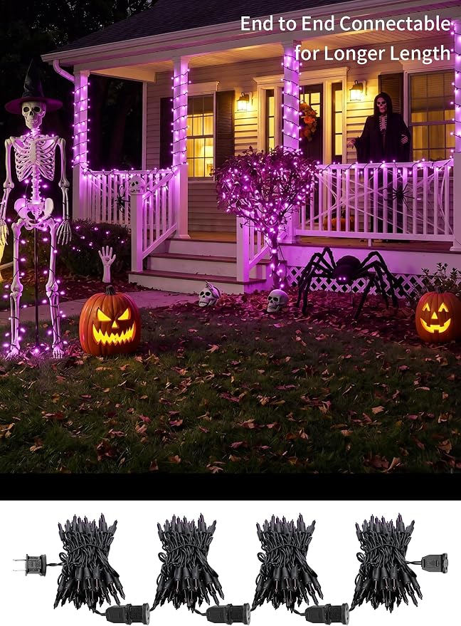 Brightown Purple Halloween Mini Lights, 50 Count 10 Feet Mini String Lights | Incandescent Bulb, Connectable Halloween Light for Haunted House Ghost Party Holiday Window Indoor Outdoor Decoration