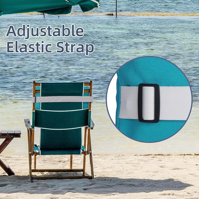 Chaise Lounge Head Pillow, 2 Pack Outdoor Patio Pillows with Adjustable Strap, Lounge Head Resting Pillow for Recliner Beach Pool Lounger Office Chair，Water Resistant Light Blue