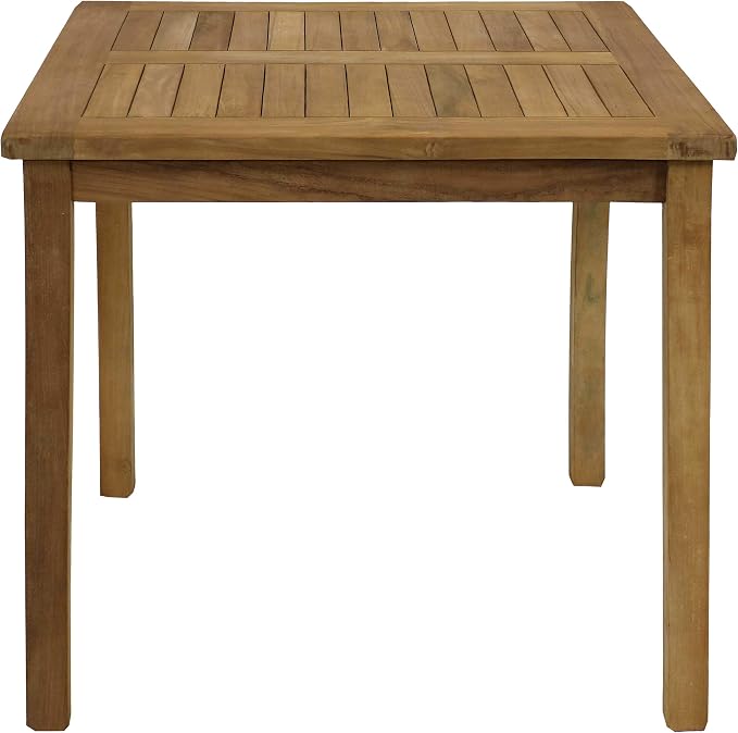 Sunnydaze 4-Person Teak Wood Outdoor Table - Square 32-Inch Patio Dining Table for Outside, Deck, or Balcony - Ideal for Backyard Gatherings