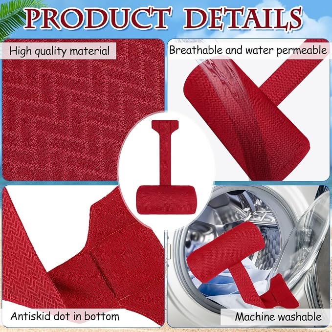 Kigley 2 Pcs Chaise Lounge Headrest Pillow for Patio Outdoor Pool Headrest Pillow Quick Drying Lounger Supplies for Adult with Non Slip Weighted Tail(Burgundy)