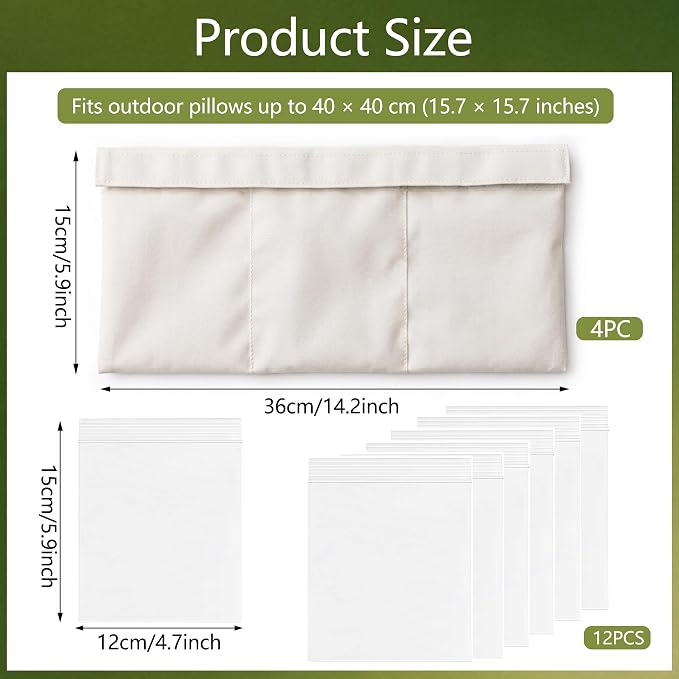 4 Pack Weighted Inserts for Outdoor Pillow,Windproof Waterproof Fillable | Wind Resistant Invisible durable Sandbags Weights keep outdoor pillows securely in place For Patios Furniture,Deck & Yacht