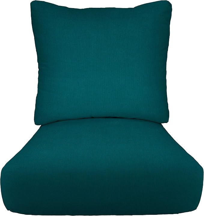 RSH DECOR: Sunbrella Deep Seating Cushion with Pillow Back | 25” x 25” Seat | Water and Fade-Resistant Performance Fabric | Outdoor Chair Cushion Set for Patio Furniture | Canvas Black - Made in USA