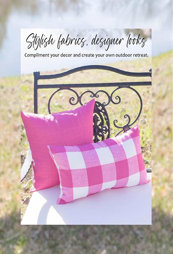 RSH DECOR: Neck Roll Bolster Pillows Set of 2 | 20” x 6" | All-Weather Spun Fabric | Water and Fade-Resistant | Outdoor Support Pillows for Patio Furniture | Floral Blooms Pink