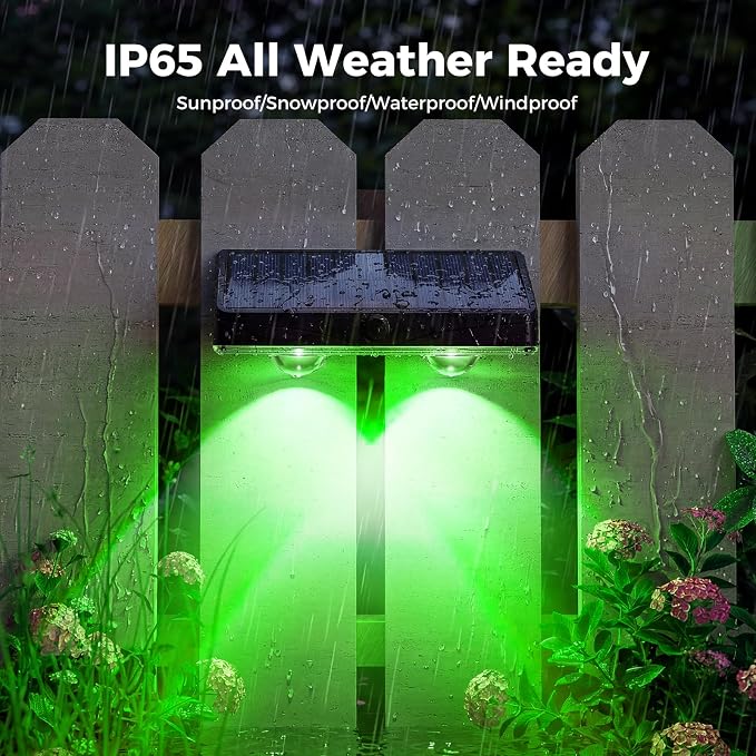 kolpop Solar Fence Lights Outdoor,11 Modes&9 Colors RGB/Cold/Warm White Fence Lights Solar Powered,IP65 Waterproof, 60LM LED Color Changing Solar Lights for Patio,Backyard,Wall,Deck,Party,Decor 2 Pack