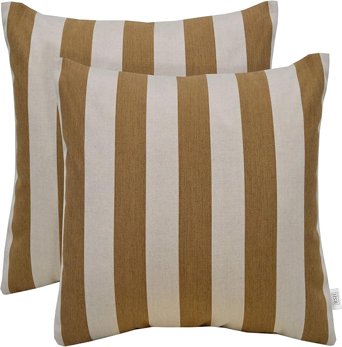 RSH DECOR Square Throw Pillows Set of 2, 17x17 Inch Decorative Pillows for Couch, Water-Resistant Patio Furniture Pillows, All-Weather Spun Fabric, Maxim Heather Beige - Made in USA