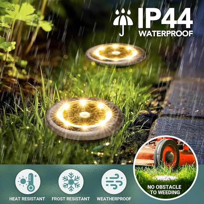 SOLPEX 20 Pack Small Solar Ground Lights, Pathway Lights Warm White | Stainless Steel Solar Powered Walkway Lights Waterproof, Landscape Lighting for Driveway, Garden, Backyard, Patio