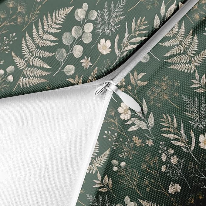 Throw Pillow Covers, Wildflower Eucalyptus, 18 x 18 Inch, Set of 2 | Cottagecore Farmhouse Garden Green Waterproof Outdoor Square Cushion Case Pillowcase for Couch Beach Patio