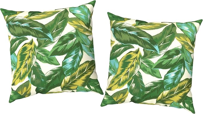 Outdoor Pillow Covers Waterproof 20x20 Inch Set of 2 Lush Leaf Jungle Decorative Outside Patio Furniture Cushion Cases Decor for Porch Garden