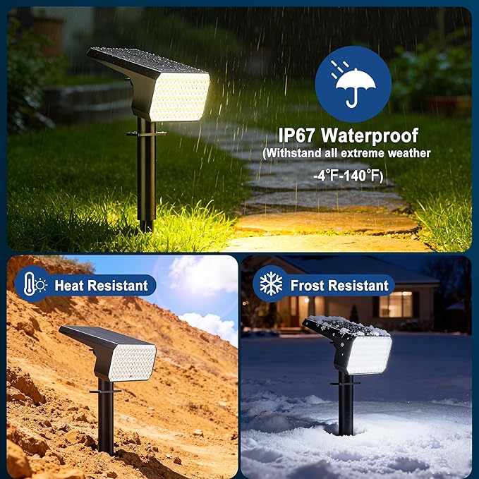 LANSOW Solar Spot Lights Outdoor Waterproof IP67, (8 Pack/90 LED/4 Modes) Solar Landscape Spotlights, 2-in-1 Solar Powered Flood Lights for Yard Garden Pathway Outside Tree, Auto ON/Off(Warm White)